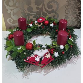 Bordó téli csoda-adventi koszorú