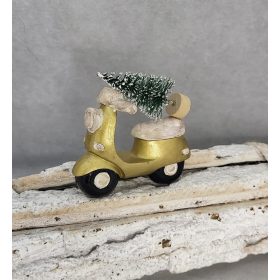 Arany Vespa fenyőfával 8 cm