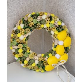 Citromos pomponos ajtódísz