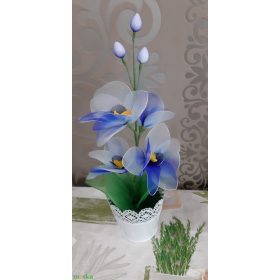 Kék-fehér színátmenetes orchidea harisnyából