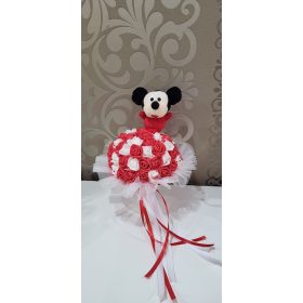 Mickey figurás,habrózsás ballagási csokor
