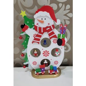 Fa hóember piros sállal-25 cm