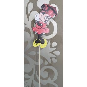 Minnie piros ruhás ,kalapban ballagó tábla