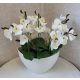 Fehér orchidea dekoráció – elegáns csónak kaspóban