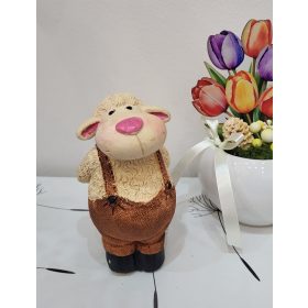   „Gömbi” Bari Kantárosban – Kézzel Festett Egyedi Kerámia Bárány (12 cm)
