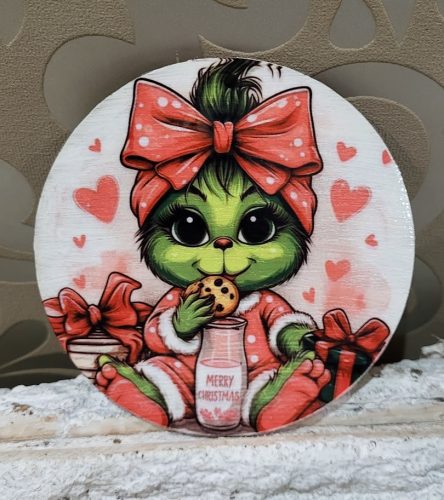 Grinch baby lány fa tábla