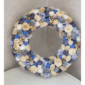 Elegáns kék–bézs ajtódísz