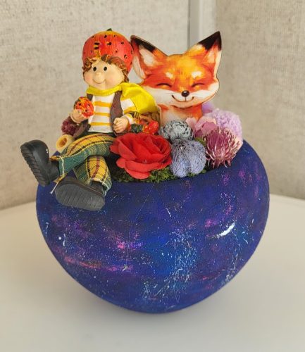 Kis Herceg dekoráció rókával bolygó kaspóban