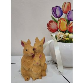   „Összebújós” Nyuszicsalád – Kézzel Festett Egyedi Kerámia Dekoráció (8 cm)