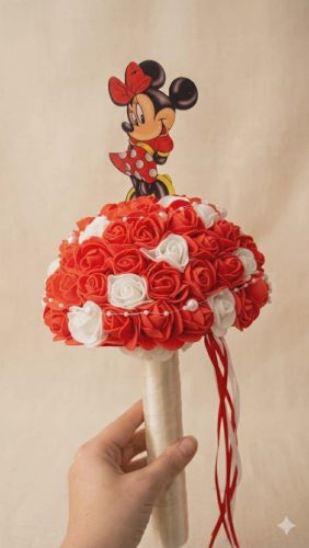 Piros-Fehér Elegancia – Minnie-s Habrózsa Csokor