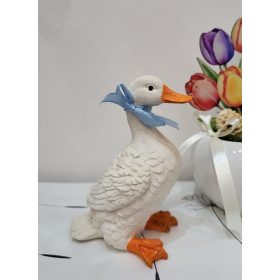 „Pelyheske” Kézzel Festett Kerámia Liba Kék Masnival