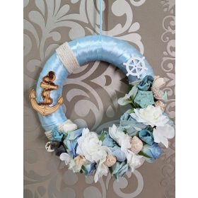 Tengerparti ajtódísz kagylókkal,virágokkal